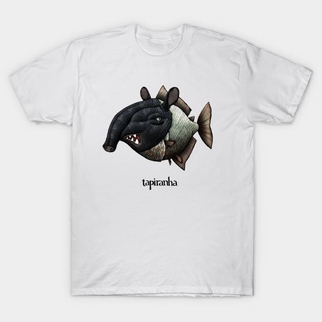 Tapiranha Cartoon Illustration T-Shirt by mikelevett